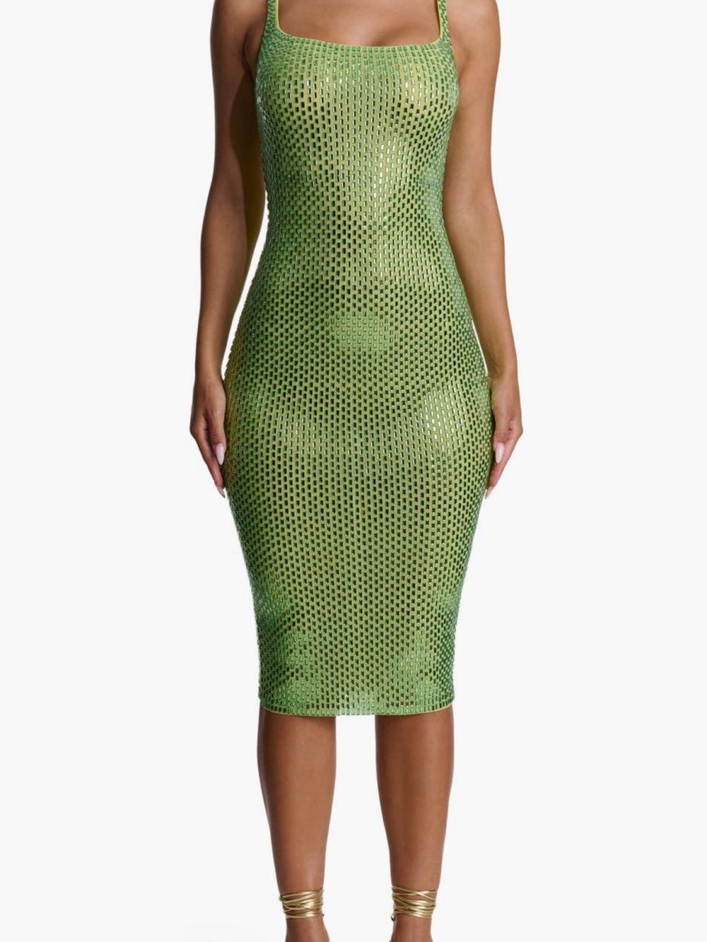 Naked Wardrobe Rhinestone Embellished Midi Dress